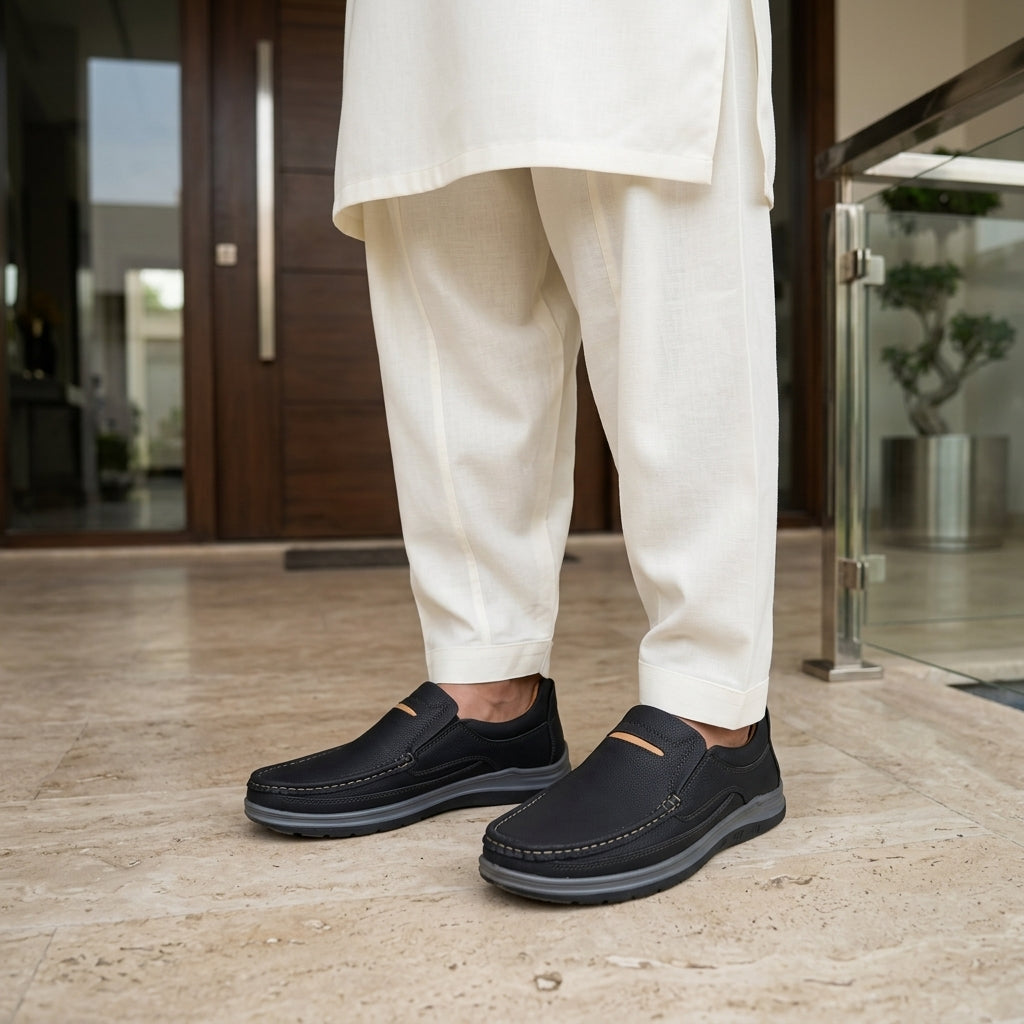 Black Medicated Slip-On Jogger | Non-Slip Ergonomic Sole | MJGB01