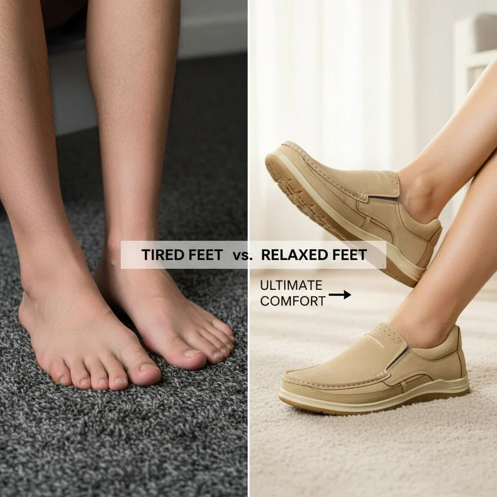 Cream Medicated Slip-On Suede Jogger | Non-Slip Ergonomic Sole | MJGC01