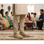 Cream Medicated Slip-On Suede Jogger | Non-Slip Ergonomic Sole | MJGC01